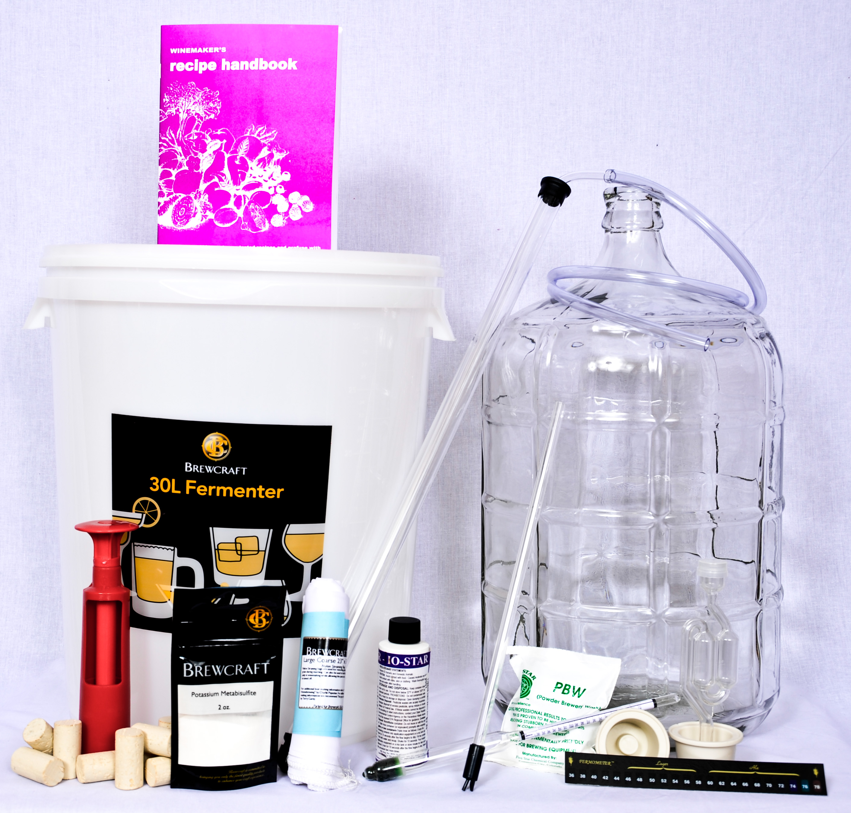 Country Wine Making Equipment Kit, Glass Fermenters (when using pulp